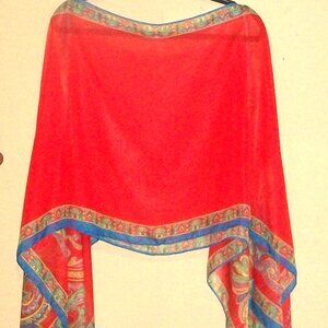 Vintage Sleeveless Chiffon Overblouse Tunic with Buttons on Top of Shoiulders